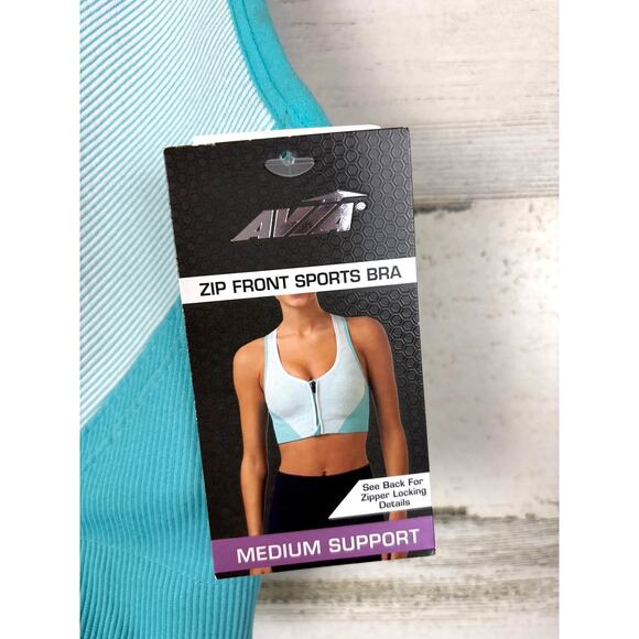 Avia Women’s XXXL Blue Medium Support Front Zip Racerback Sports Bra NWT - Picture 4 of 5